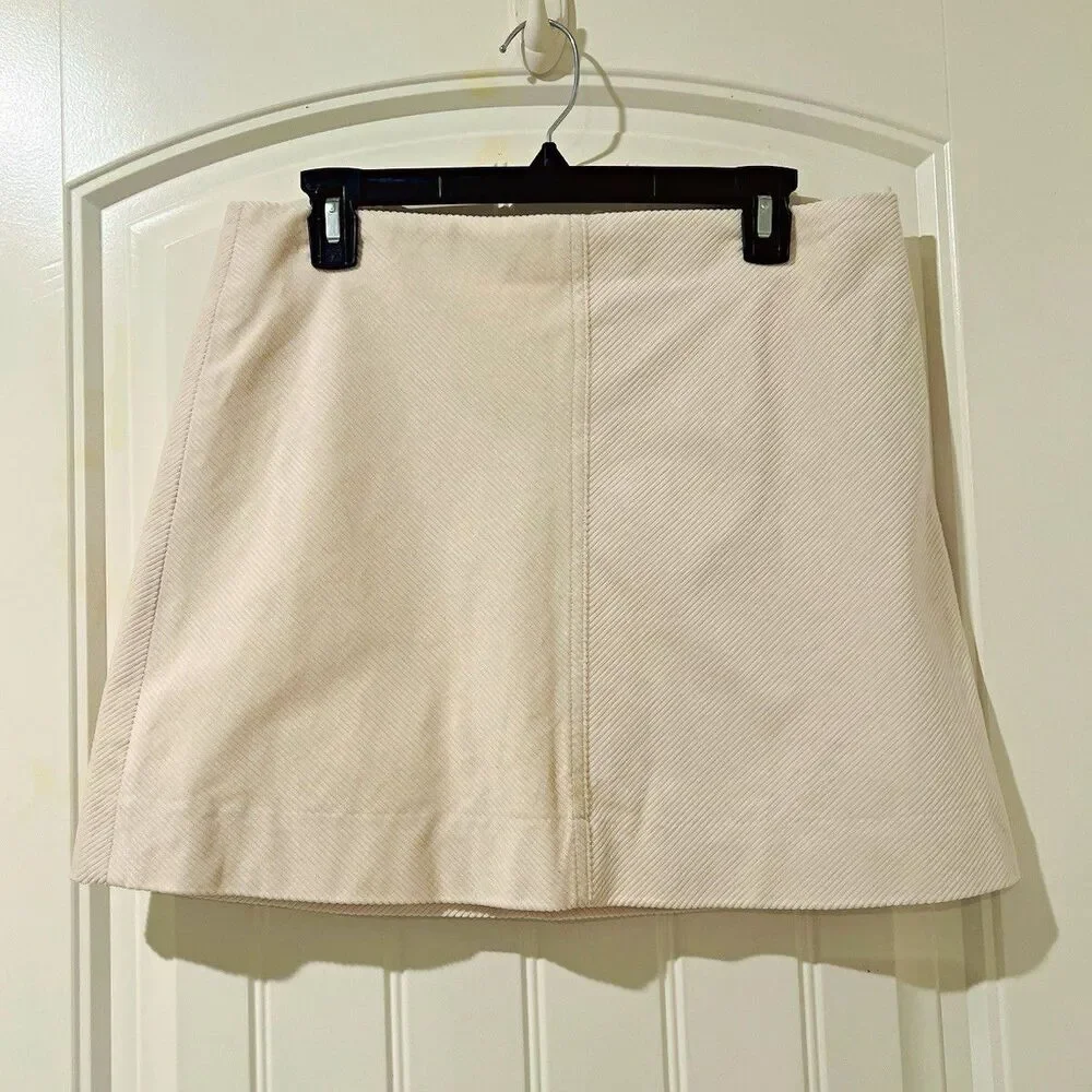 J.CREW Women's Ivory Corduroy Mini Skirt Lined Zip Closure Size 6 NWOT